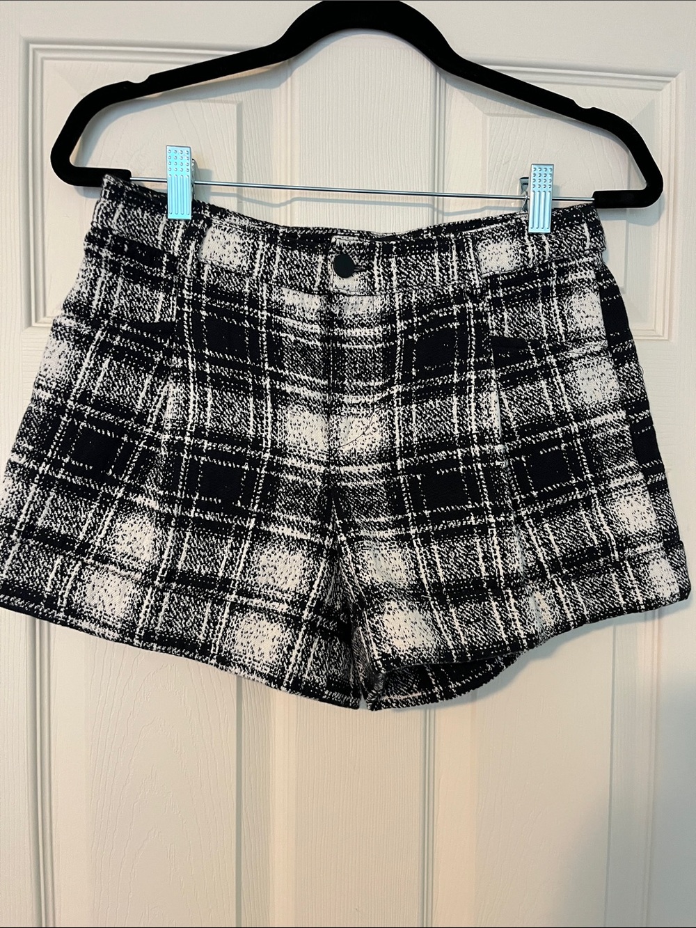 Mango Shorts Black and White Tweed Plaid - Fun Dress Shorts!!!